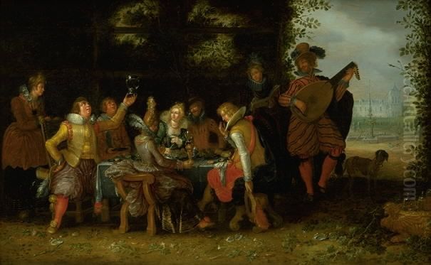 Banquet in a Park (The Prodigal Son among the Harlots?) Oil Painting by David Vinckboons I