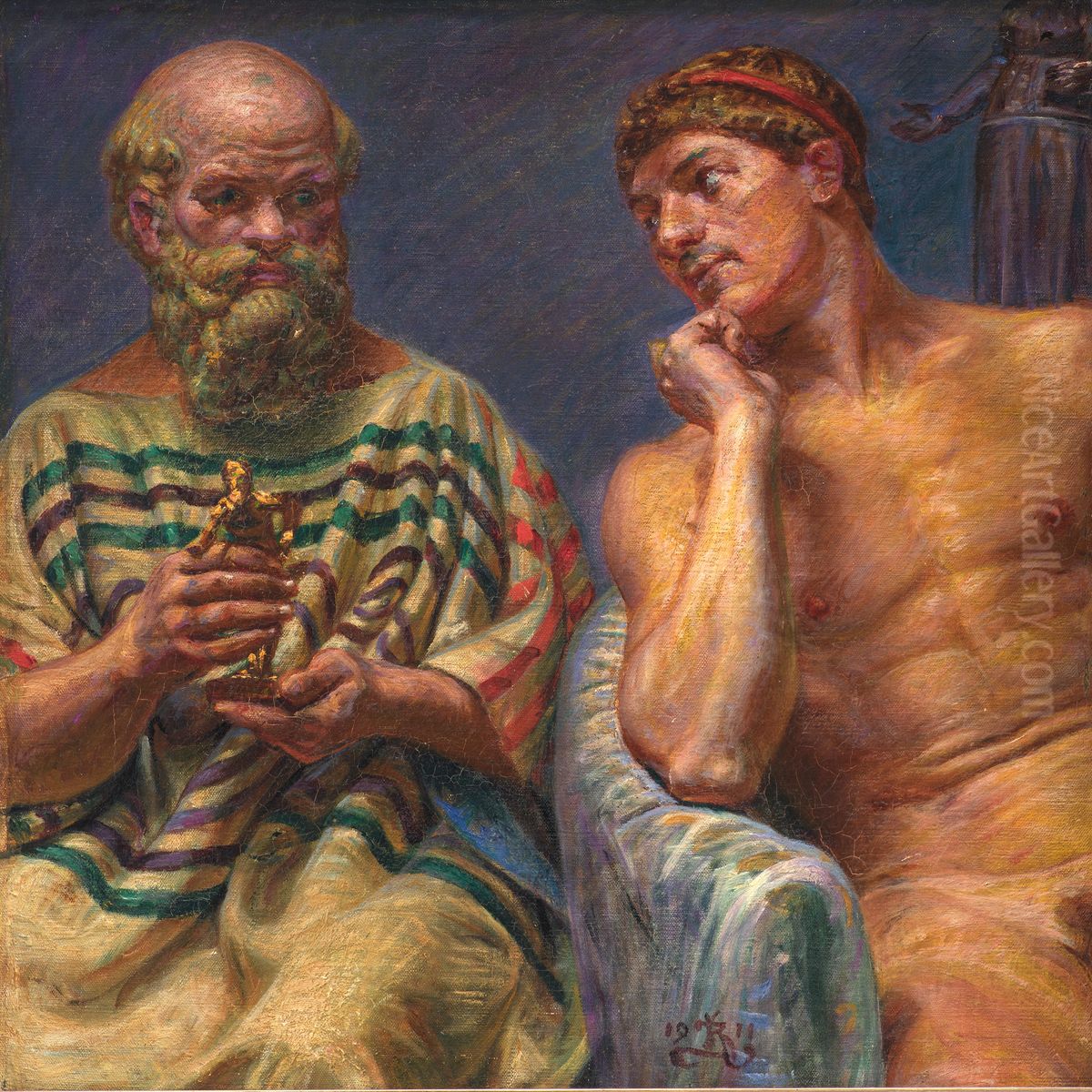 Socrates and Alcibiades Oil Painting by Kristian Zahrtmann