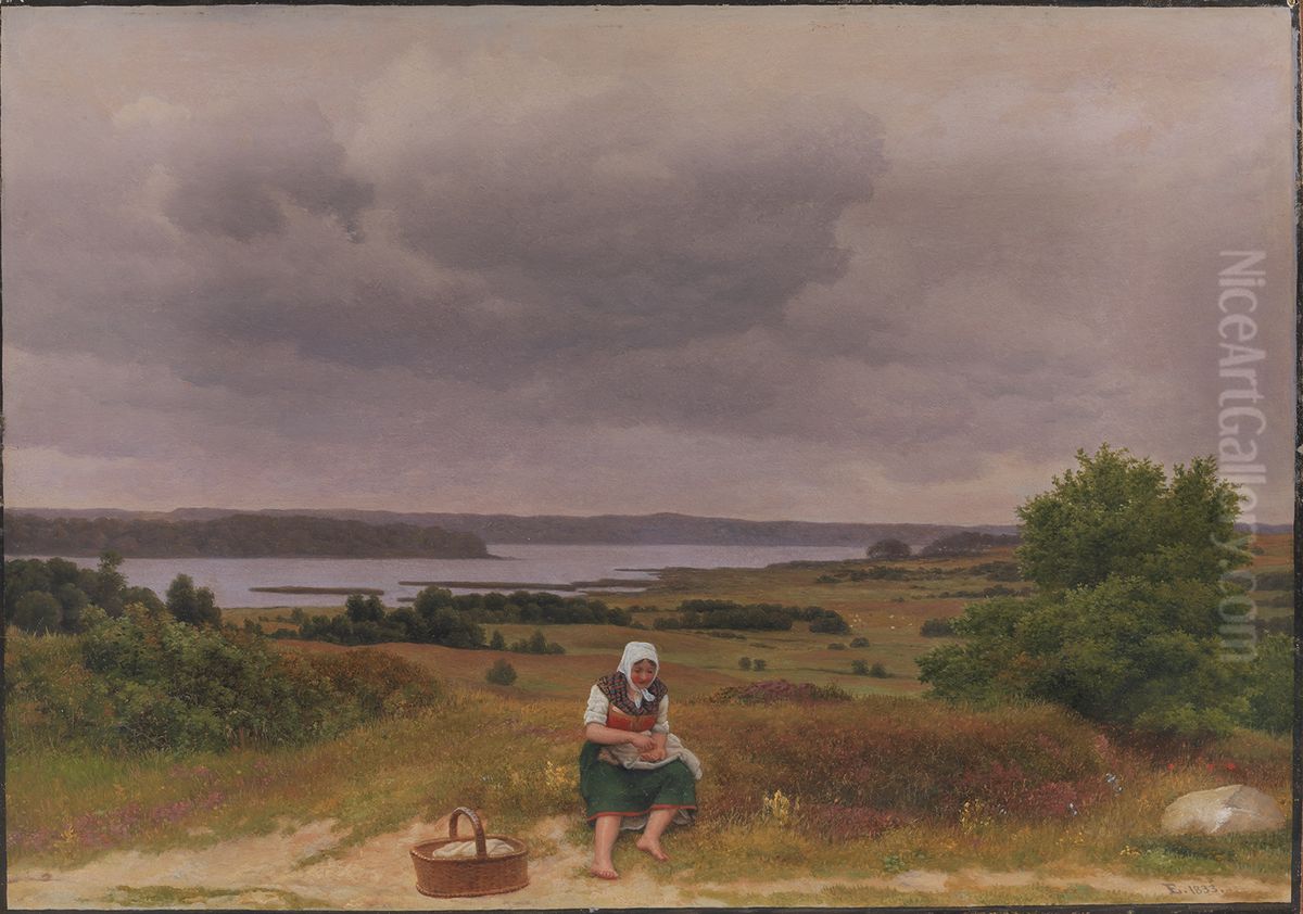 View of Lake Fure near Rudersdal, North Sealand. Oil Painting by Christoffer Wilhelm Eckersberg