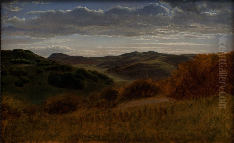 Hills behind the Moen Cliff Oil Painting by P. C. Skovgaard