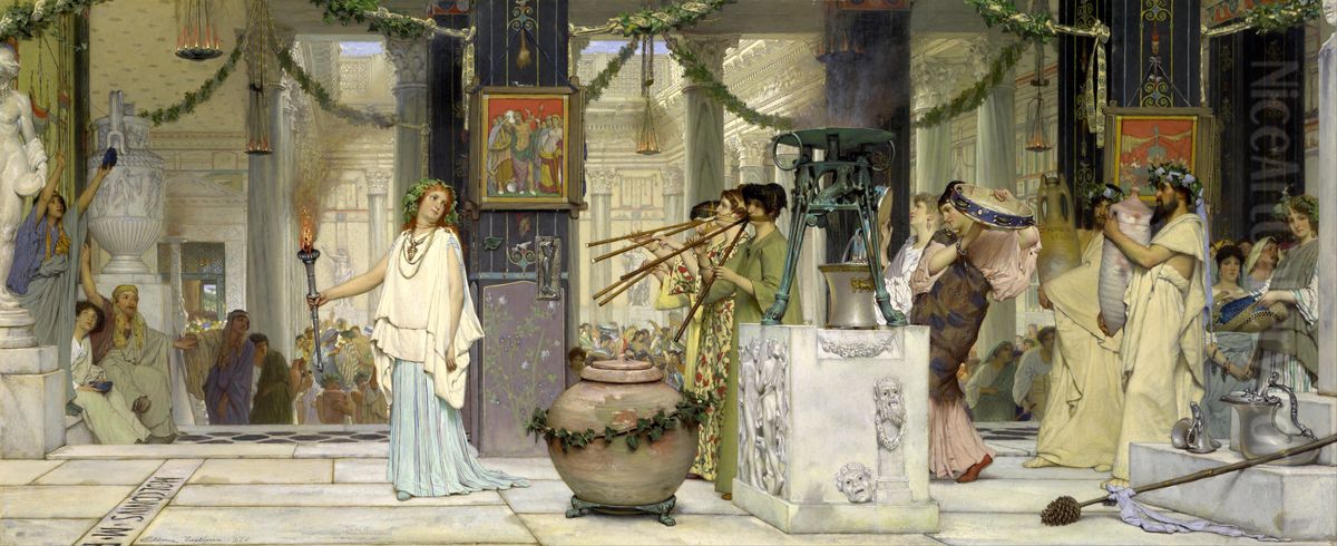 The vintage festival Oil Painting by Lawrence Alma-Tadema