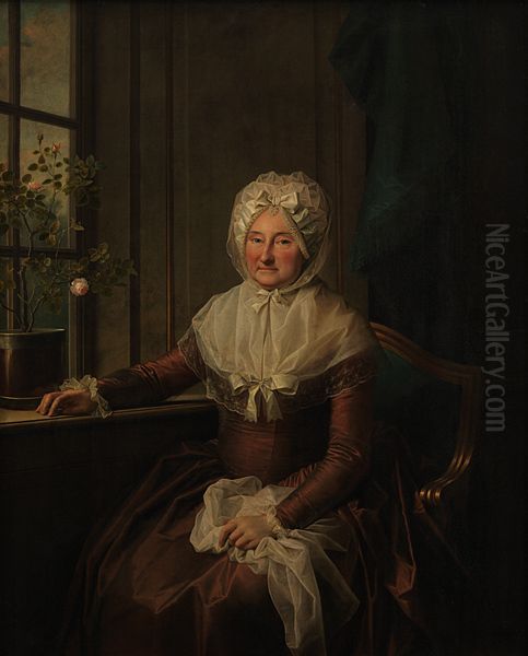 Countess Anna Joachima Danneskiold-Laurvigen, nee Ahlefeldt Oil Painting by Jens Juel
