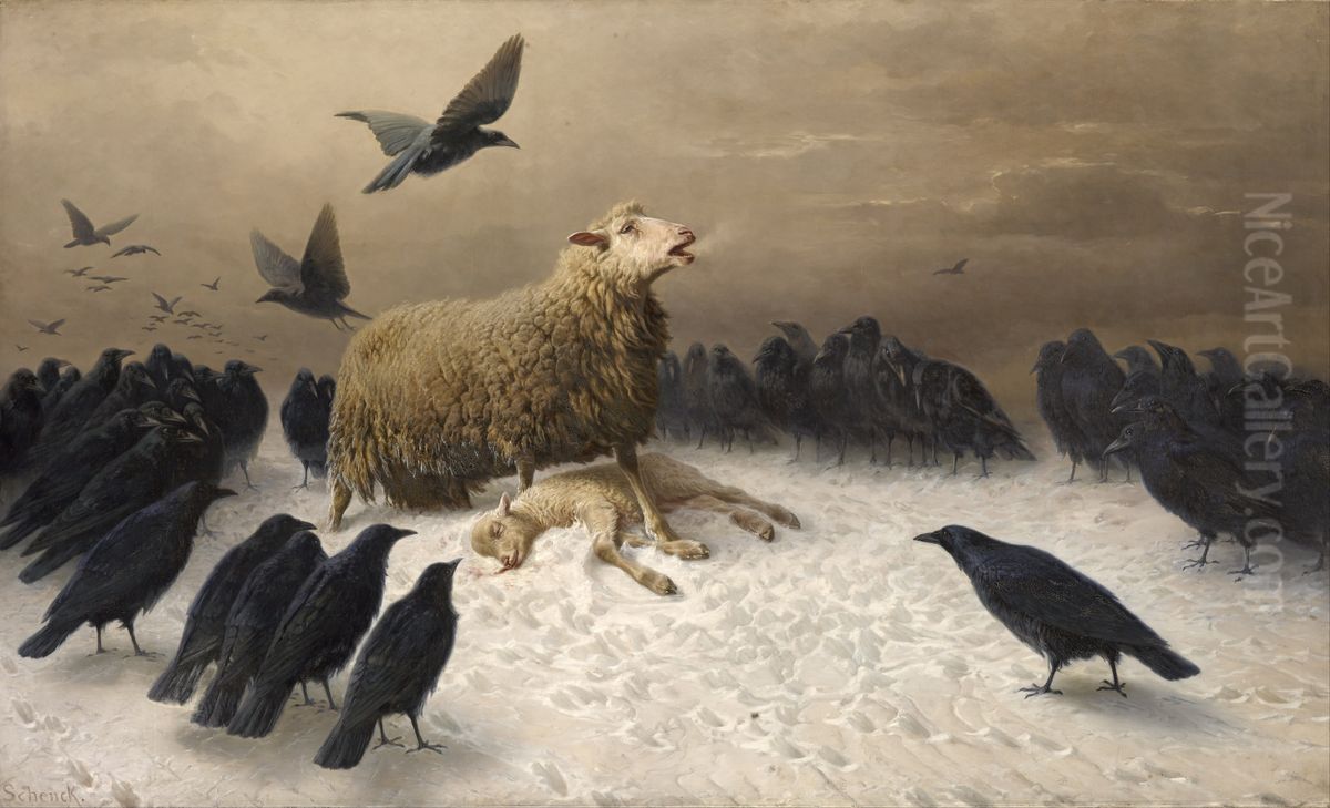Anguish Oil Painting by August Friedrich Schenk