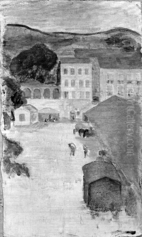 The Market Square in Banuyls-sur-Mere Oil Painting by Karl Isakson