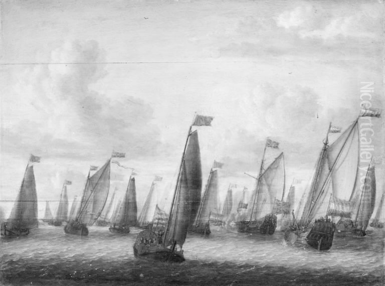 The so-called Admiral Race on the Amstel River Oil Painting by Abraham Storck