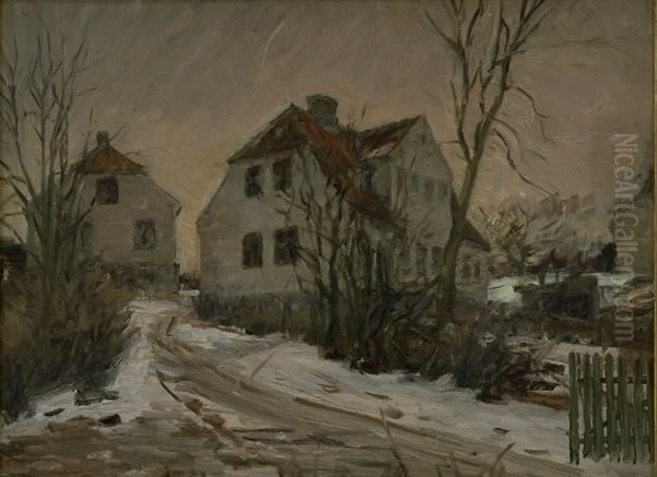 Vinterdag i Lyngby Oil Painting by Albert Gottschalk