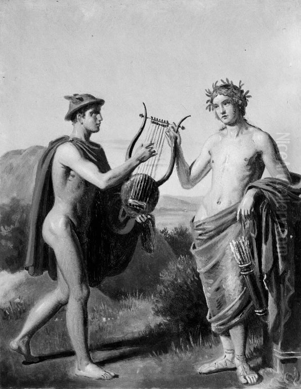 Apollon og Hermes Oil Painting by Constantin Hansen