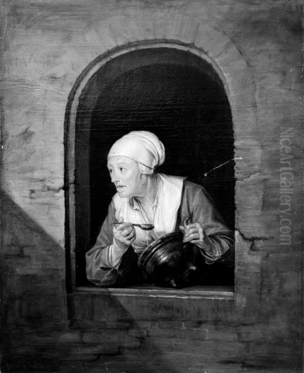 An Old Woman by a Window Oil Painting by Gerrit Dou