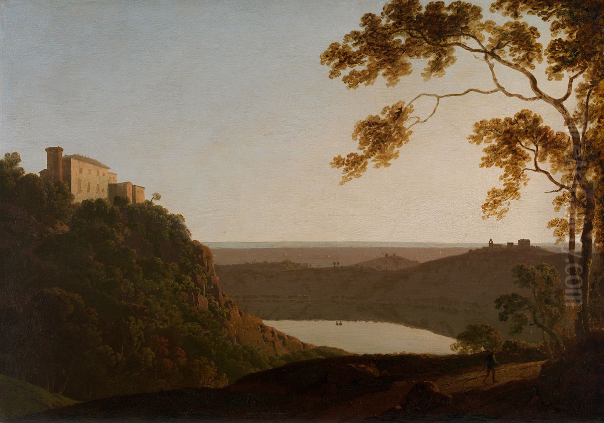 Lake Nemi, sunset Oil Painting by Joseph Wright of Derby