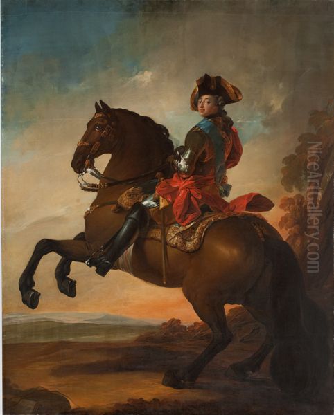 Frederik V on Horseback Oil Painting by Carl Gustaf Pilo