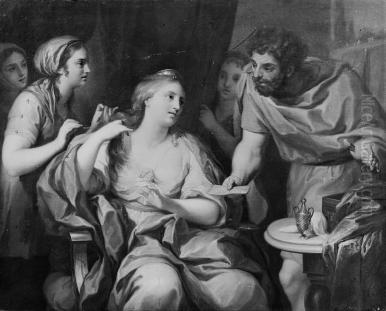 Dronning Semiramis som svaerger ikke at ville rede sit har for hun har underkuet et opror Oil Painting by Peder Als