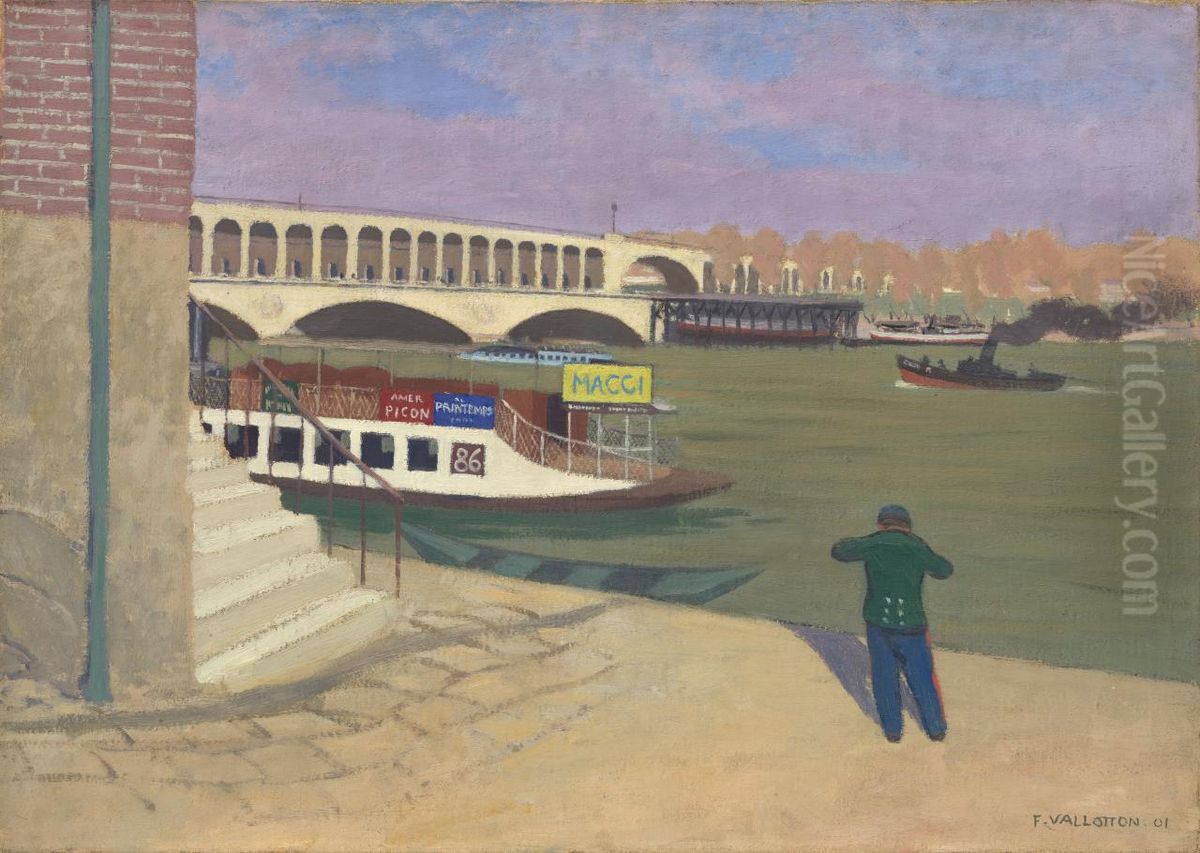 Point du Jour, banks of the Seine Oil Painting by Felix Vallotton