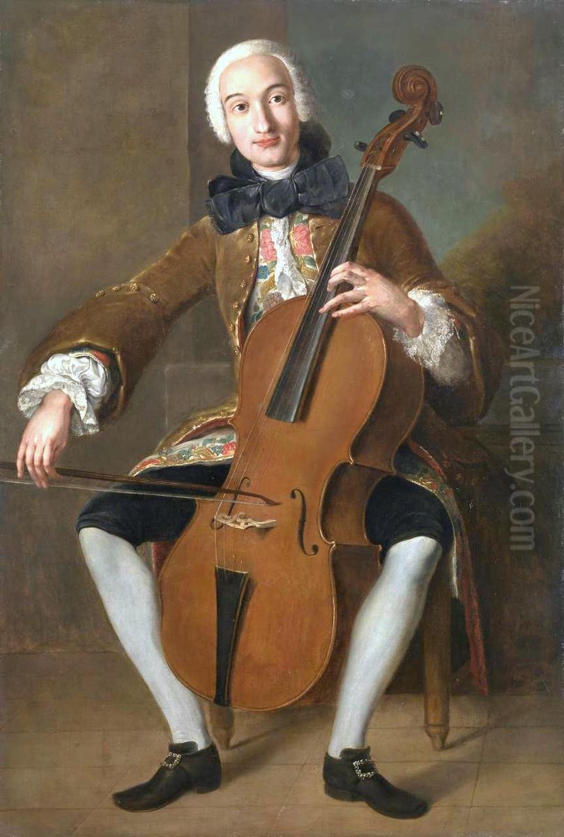 Luigi Boccherini playing the violoncello Oil Painting by Pompeo Batoni