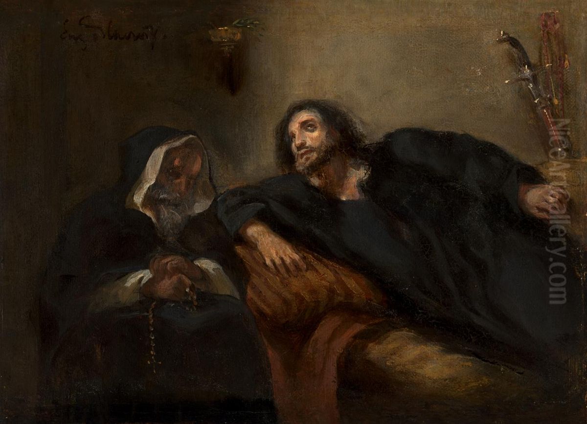 The confession of the Giaour Oil Painting by Eugene Delacroix