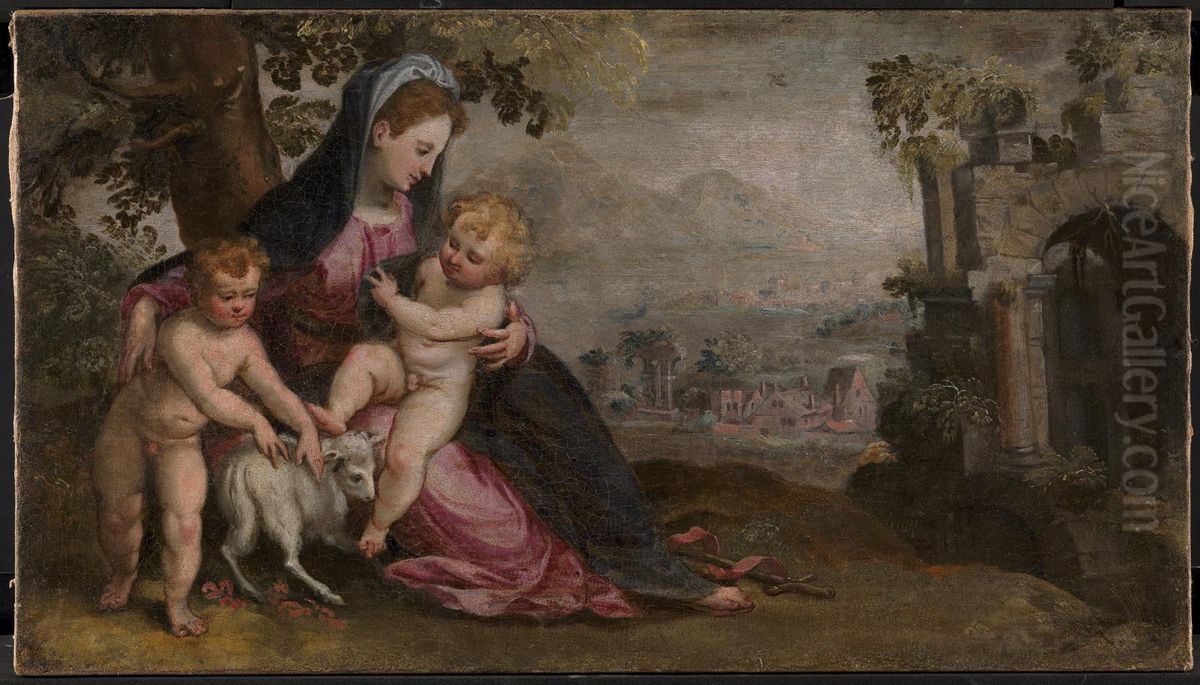 Maria med Jesus og Johannes Oil Painting by Lodewijk Toeput