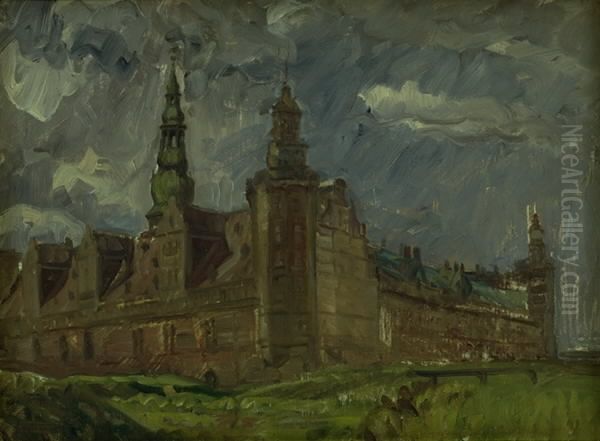 Kronborg Castle viewed from the southeast Oil Painting by Albert Gottschalk