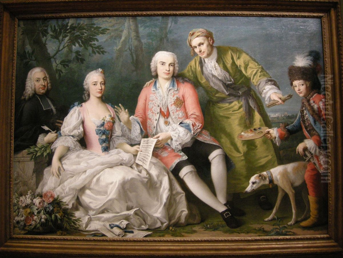 Il cantante Farinelli con amici Oil Painting by Jacopo Amigoni