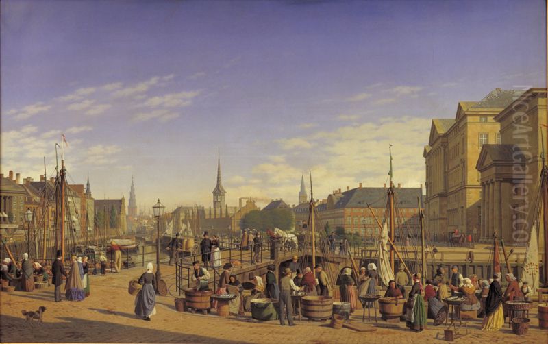 Udsigt fra Gammel Strand mod Christiansborg Oil Painting by Heinrich Hansen