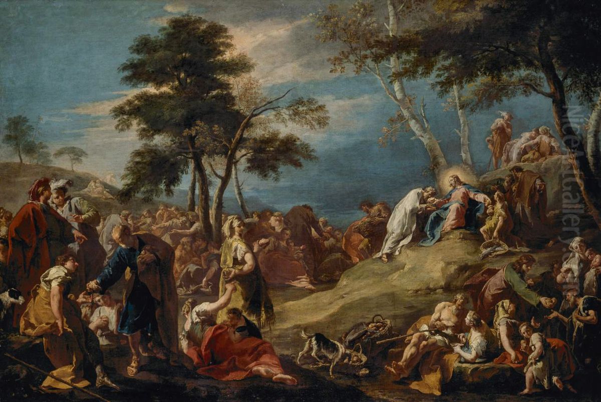 The miracle of the loaves and fishes Oil Painting by Giambattista Pittoni