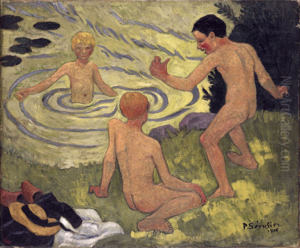 Boys on a river bank Oil Painting by Paul Serusier