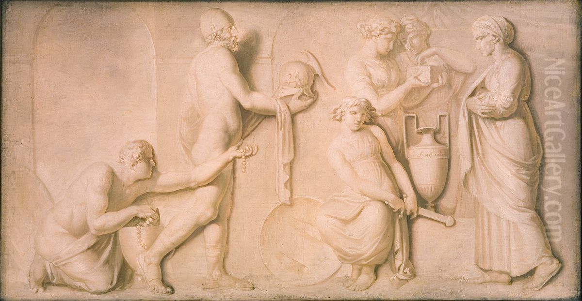 Achilles and the Daughters of Lycomedes. Oil Painting by Nicolai Abildgaard