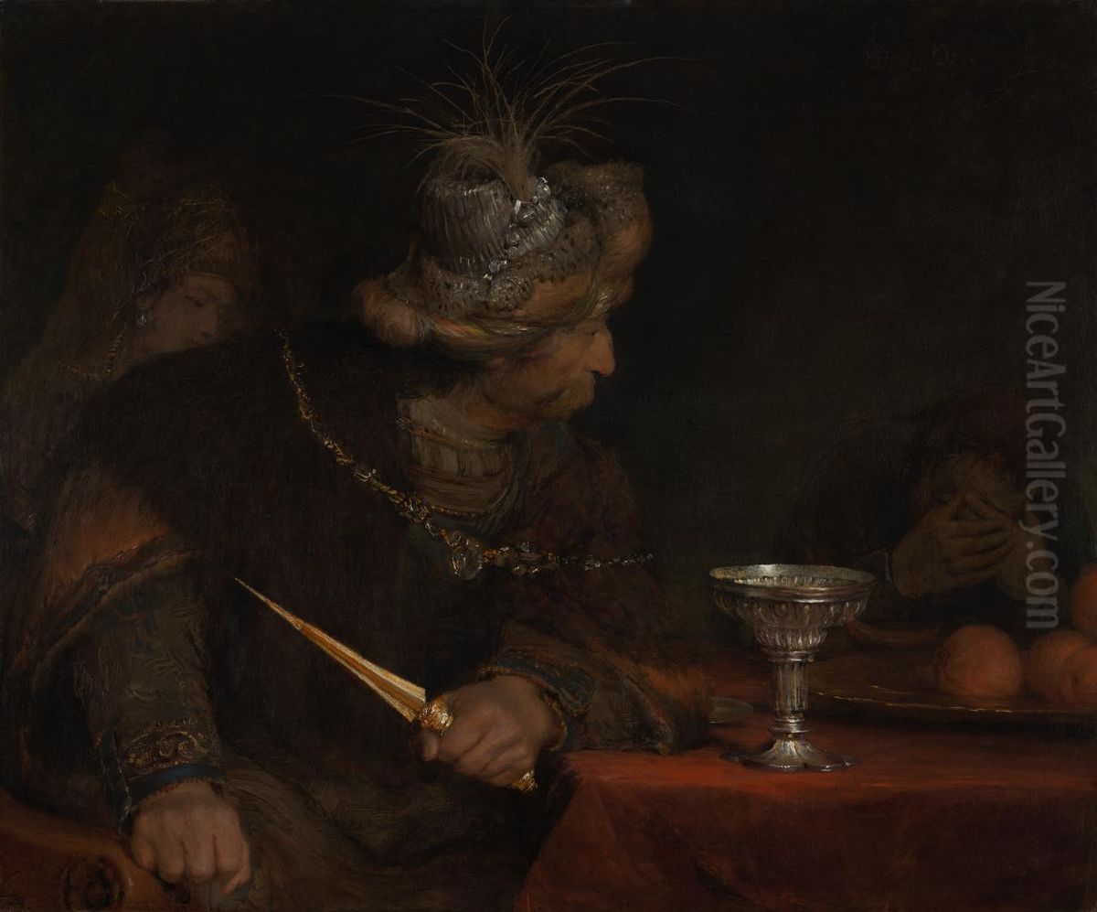King Ahasuerus condemning Haman Oil Painting by Arent de Gelder