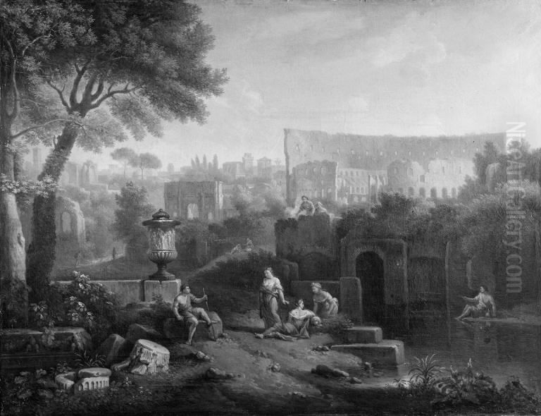 Landscape with the Colosseum and the Arch of Constantine Oil Painting by Jan Frans van Bloemen