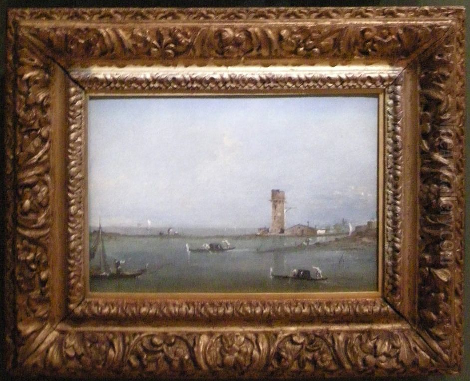 veduta della laguna veneta con la torre di marghera, 1770-80 Oil Painting by Francesco Guardi