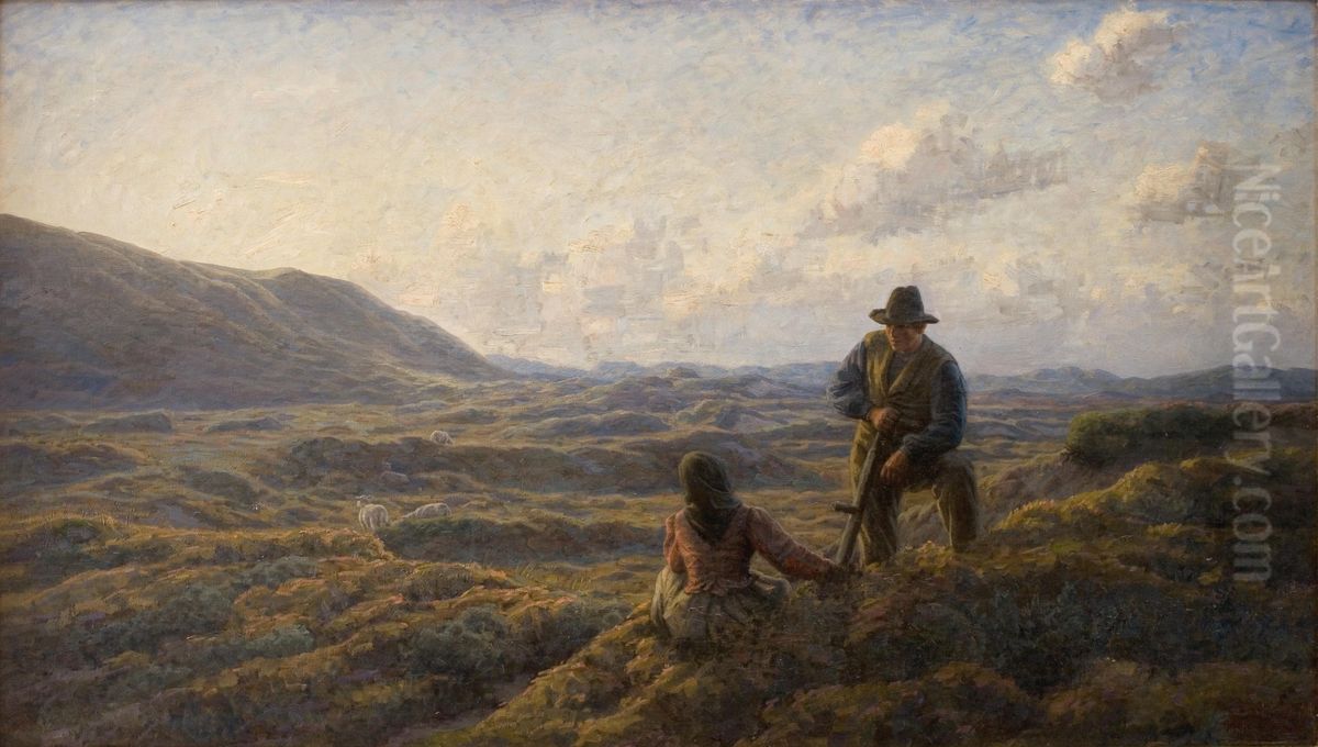 Idyl pa heden Oil Painting by Johannes Wilhjelm