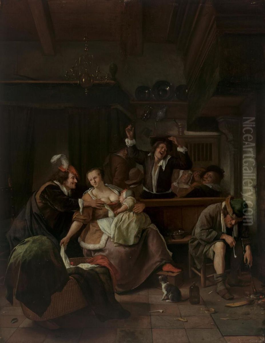 Interior Oil Painting by Jan Steen