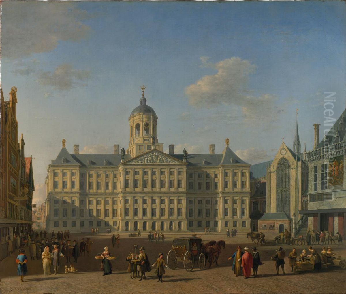 The Town Hall, Amsterdam Oil Painting by Gerrit Adriaenszoon Berckheyde