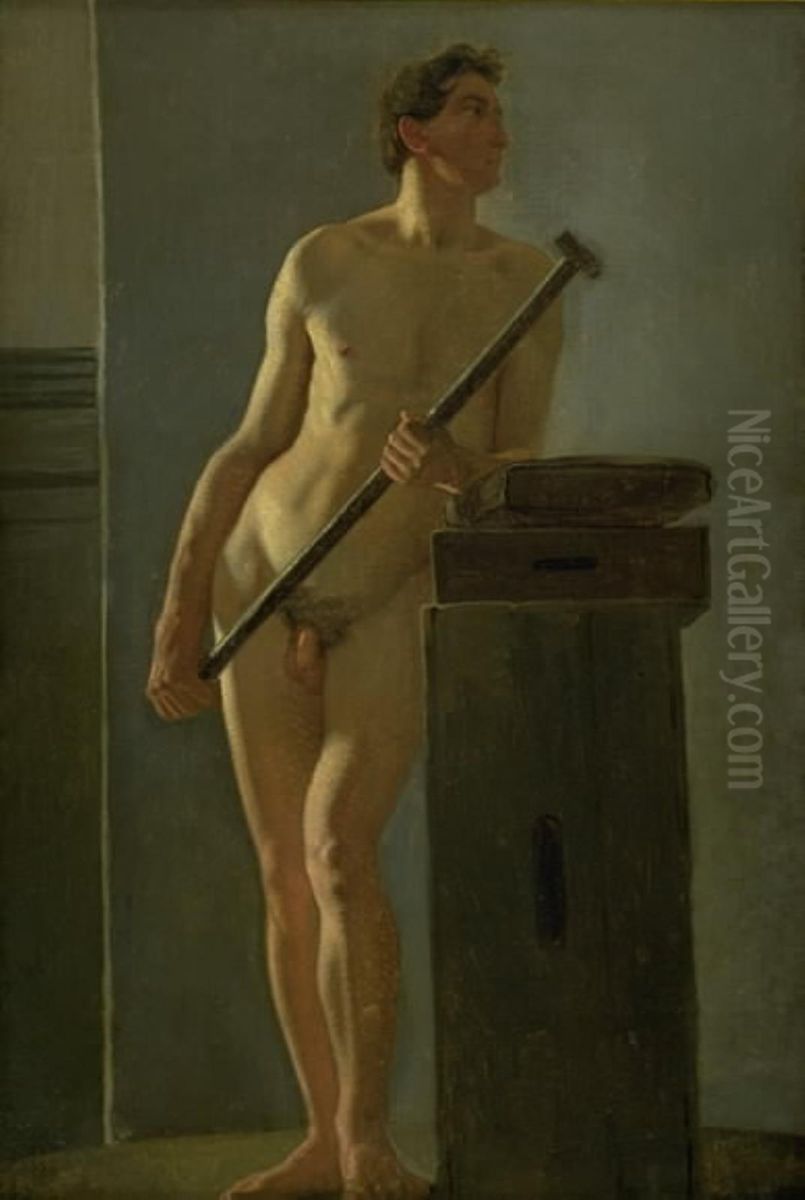 Male Model Oil Painting by Wilhelm Bendz