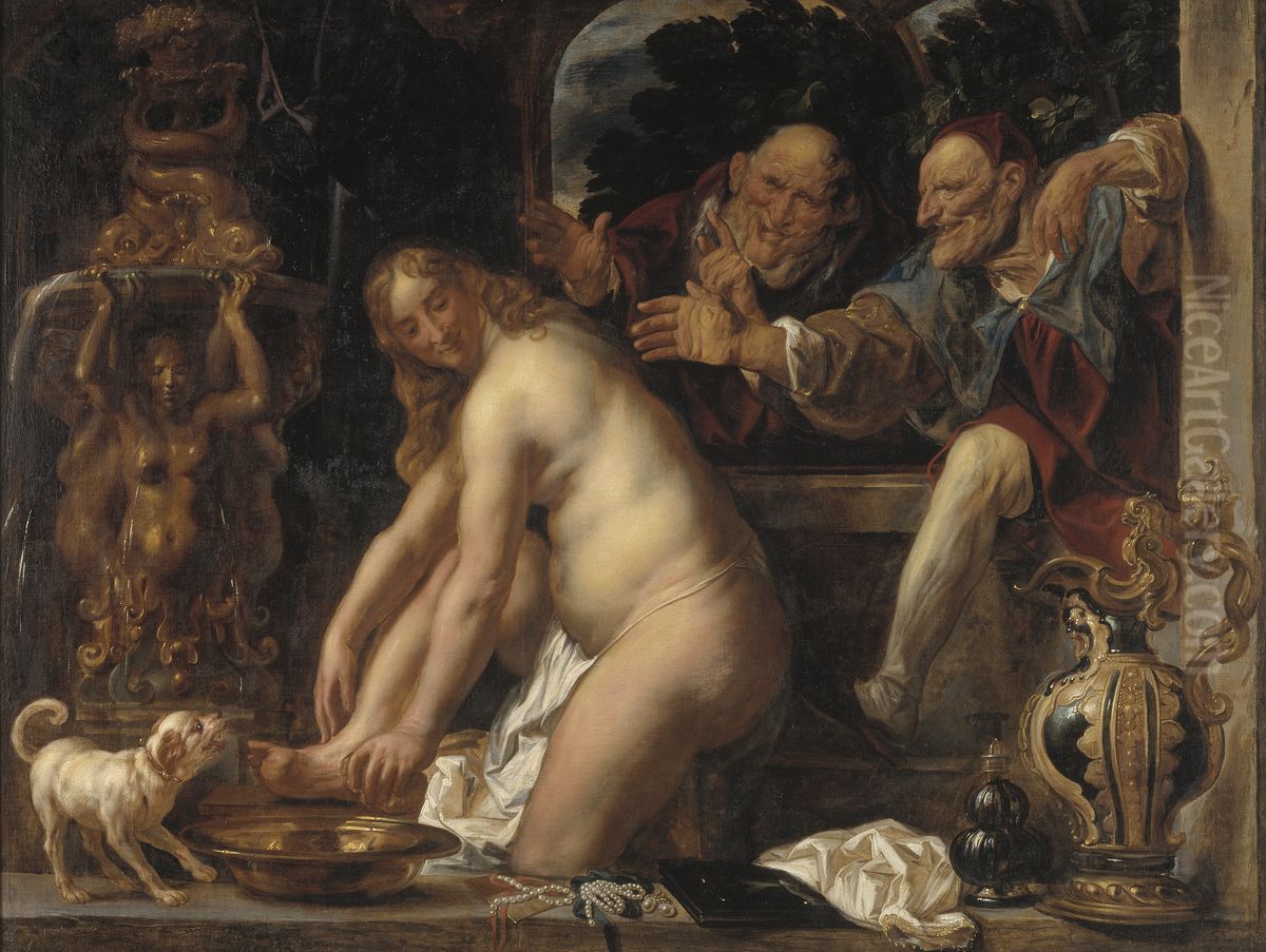 Susanne og de to aeldste Oil Painting by Jacob Jordaens