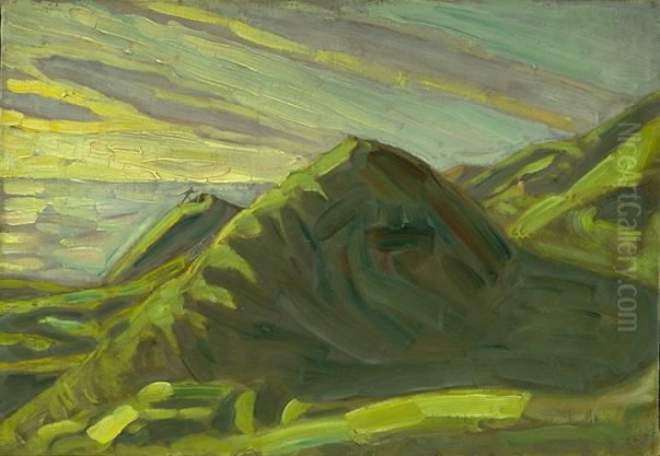 Cliffs at Rosnaes. Evening. Oil Painting by Niels Larsen Stevns