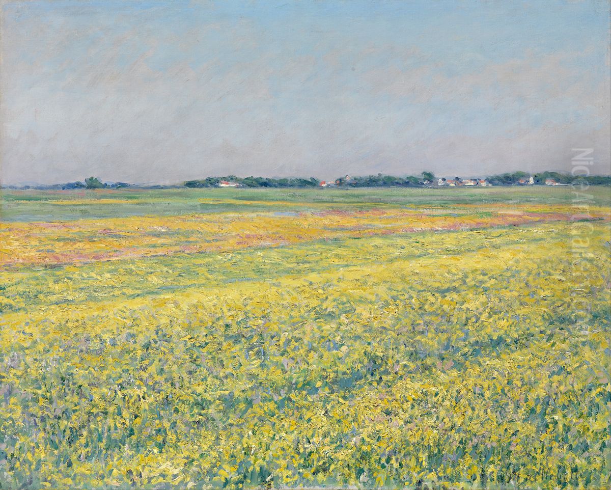 The plain of Gennevilliers, yellow fields Oil Painting by Gustave Caillebotte