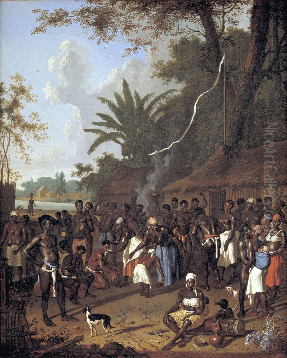 Ritual Slave Party on a Sugar Plantation in Surinam Oil Painting by Dirk Valkenburg
