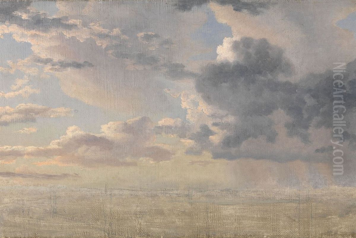 Studie af skyer over Oresund Oil Painting by Christoffer Wilhelm Eckersberg