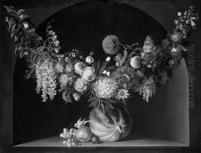 Blomsterguirlande Oil Painting by Cladius Detlev Fritzsch