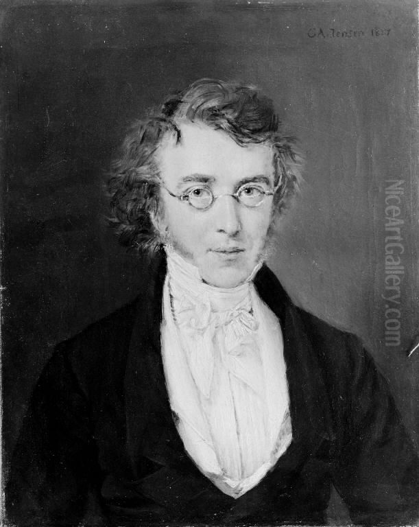 Mandsportraet Oil Painting by Christian Albrecht Jensen