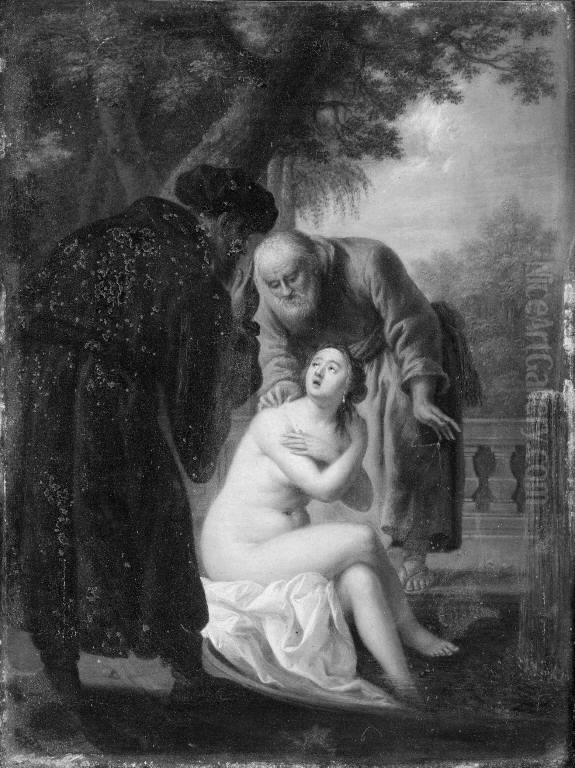 Susanne i badet Oil Painting by Philip van Dijk