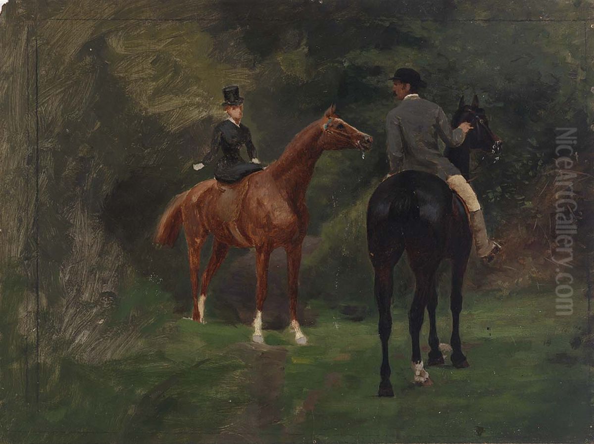 Figures on Horseback Oil Painting by Eliphalet Andrews
