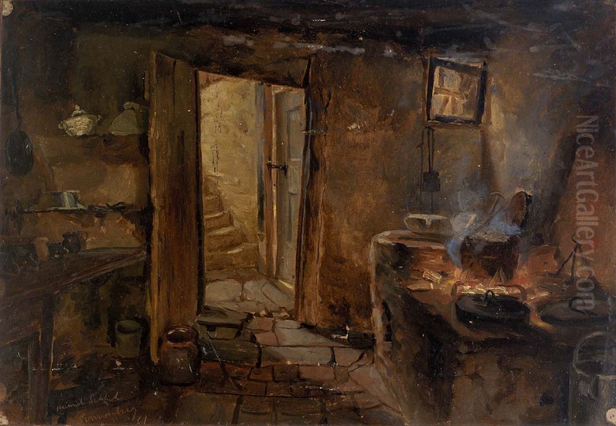 Interior of a Kitchen Oil Painting by Eliphalet Andrews