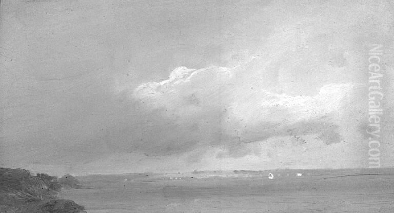 Seascape with Clouds (The Sound Coast?) Oil Painting by Vilhelm Peter Carl Petersen