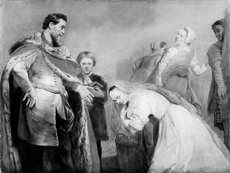 Boas and Ruth Oil Painting by Adam Camerarius