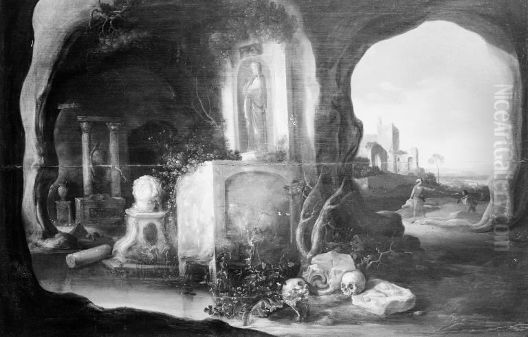 A Mountain Cave Oil Painting by Charles Cornelisz. de Hooch