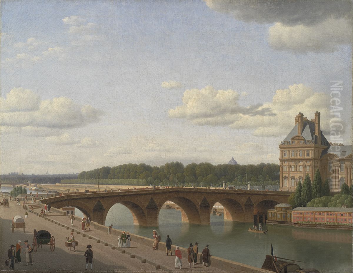 Pont Royal seen from Quai Voltaire Oil Painting by Christoffer Wilhelm Eckersberg