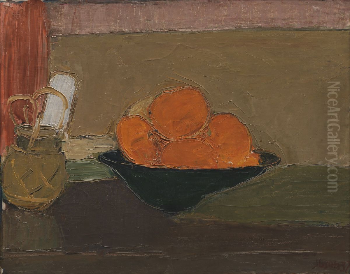 Still life with oranges Oil Painting by Immanuel Ibsen