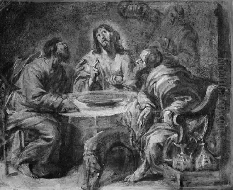 Sketch for The Supper at Emmaus Oil Painting by Sir Anthony Van Dyck