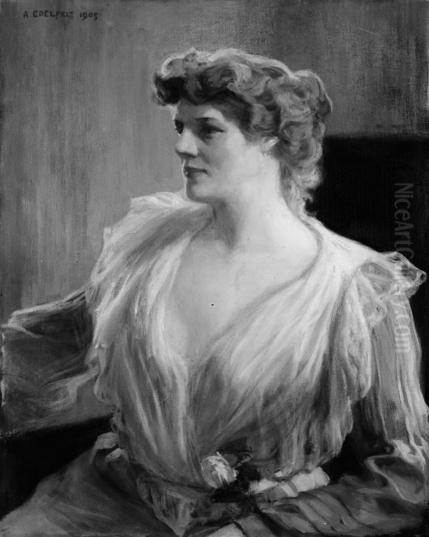 Portrait of Madame Suzanne Potre Oil Painting by Albert Edelfelt