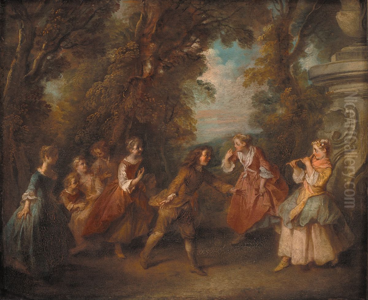 Children at Play in the Open Oil Painting by Nicolas Lancret
